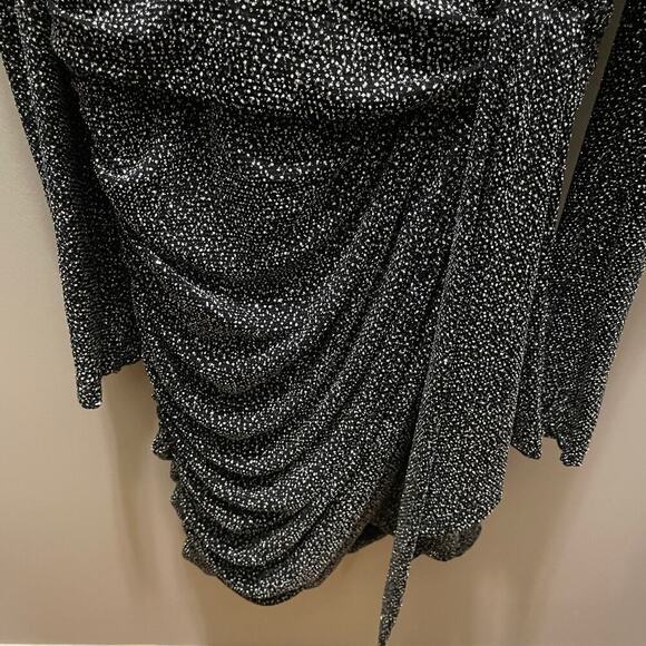 Jonathan Simkhai Glitter Mesh Jersey V Neck Mini Dress | 4 Gunmetal MSRP $800 - Picture 10 of 13